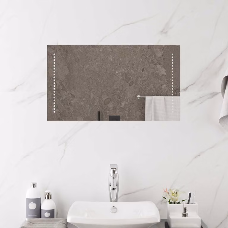 Specchio da bagno con LED vidaXL in vetro temperato trasparente, L: 70 cm, H: 40 cm