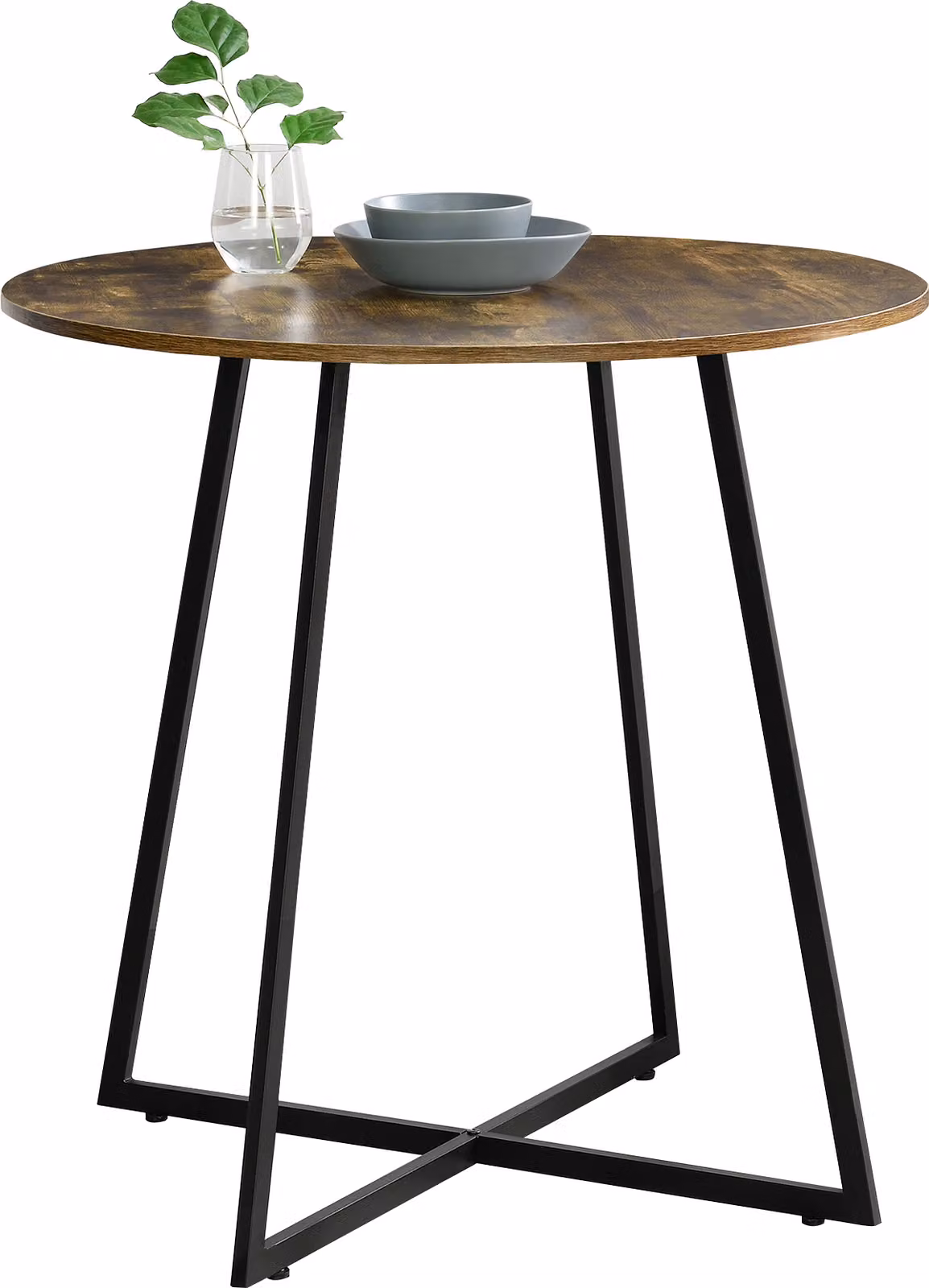 Tavolo da cucina Vaggeryd 78x80cm Tavolo da pranzo Tavolo da sala da pranzo Struttura in metallo Tinta legno scuro