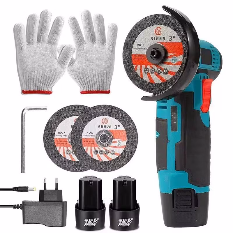 Set di smerigliatrice angolare a batteria da 12V - Miniutensile per taglio e lucidatura - 19500 giri/min - Batteria agli ioni di litio - Kit base con 2 batterie, ideale per il fai-da-te