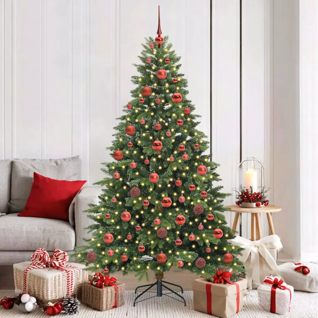 Albero di Natale artificiale vidaXL verde con 300 LED warm white in PE e PVC, Altezza: 180 cm – 1