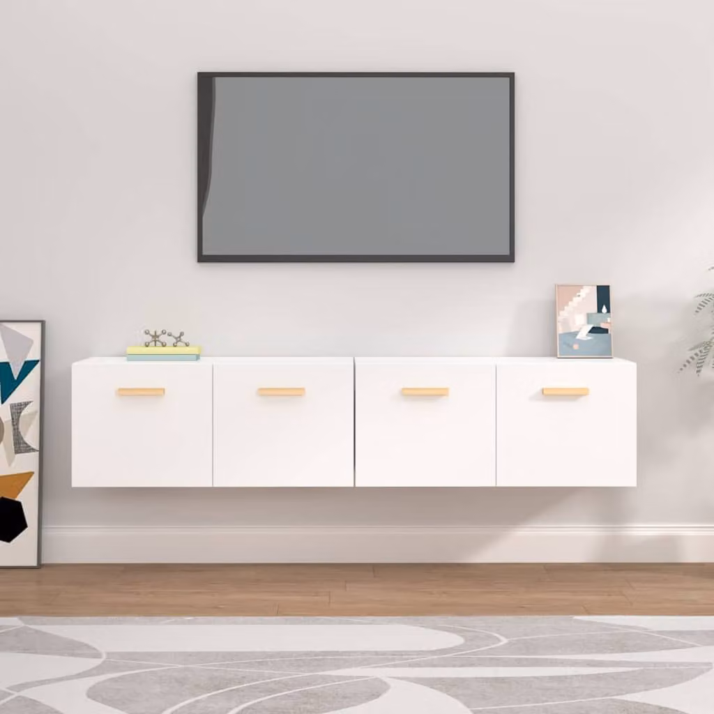 Set di 2 mobili da parete vidaXL bianchi in legno MDF con ante a battente L 80 cm x P 35 cm x H 36,5 cm – 1