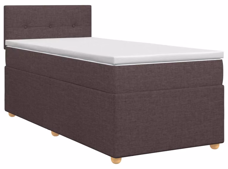 Letto a molle con materasso marrone scuro 90 x 190 cm in tessuto