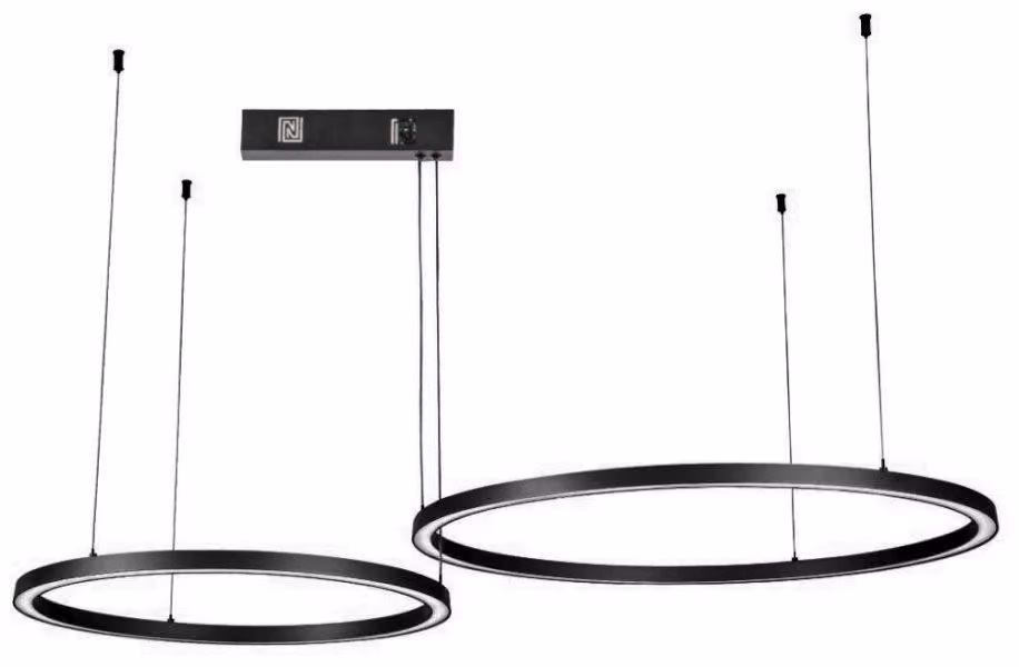 Immax NEO FINO NEW Lampada a sospensione Smart a 2 anelli, 60+80 cm, 93 W, nera, Zigbee 3.0