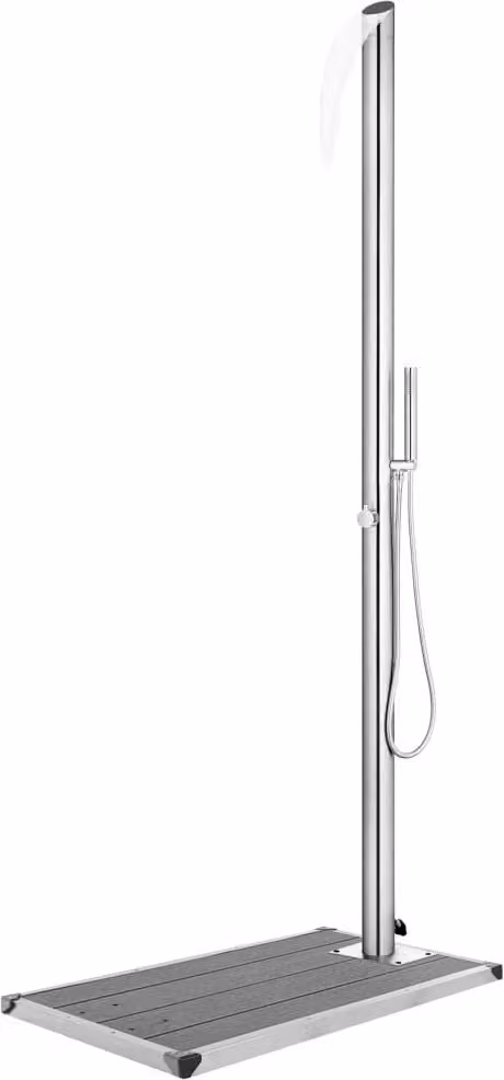 Maison Exclusive - Doccia da giardino con base grigia da 225 cm in acciaio inossidabile