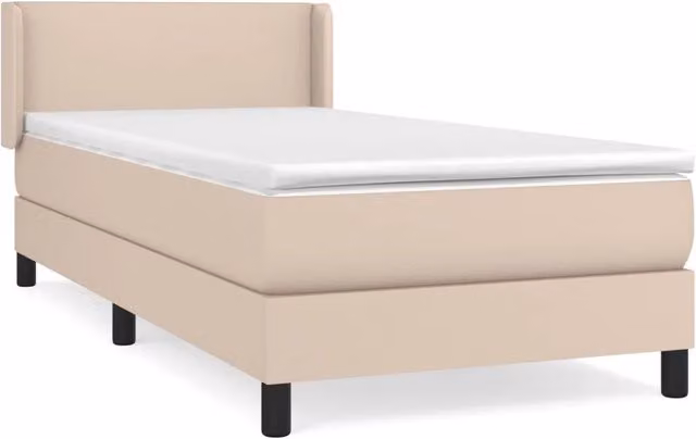 Letto singolo | Letto per adulti | Giroletto a Molle con Materasso Cappuccino 90x200 cm Similpelle