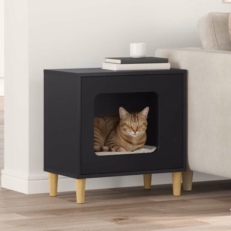 Casa per Gatti vidaXL in Legno MDF Nero L 51 cm x P 30 cm x H 52 cm