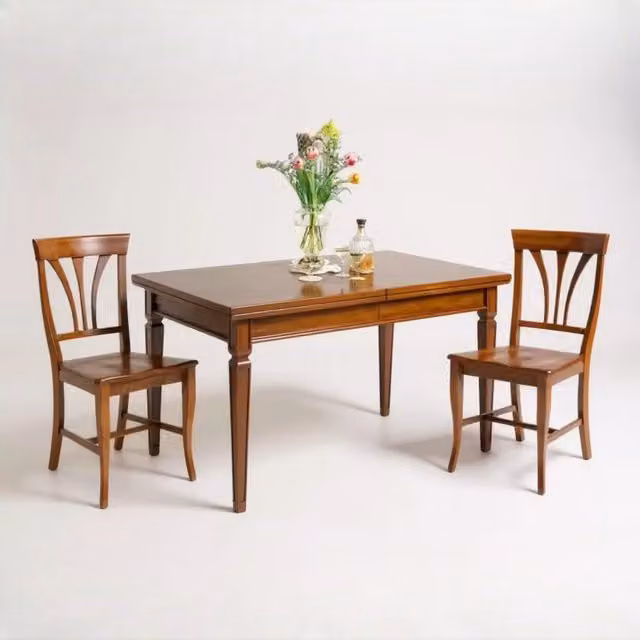 Set tavolo classico in legno Greca Bassano marrone con 6 sedie L/P/H: 180 x 90 x 78 cm - Mobili 2G – 1