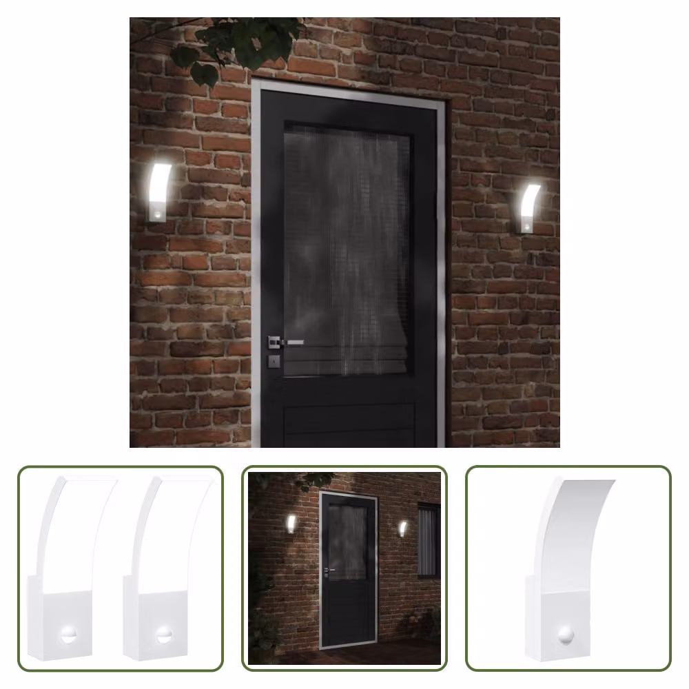 The Living Store Applique da esterno a LED con sensore 2 pz. Alluminio pressofuso bianco