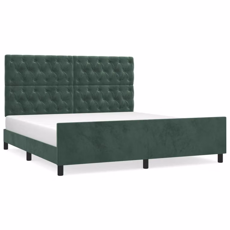 Giroletto senza Materasso Verde Scuro 160x200 cm in Velluto