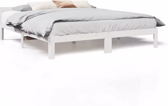 Letto matrimoniale | Letto per adulti | Giroletto senza Materasso Bianco 160x200 cm Legno Massello Pino