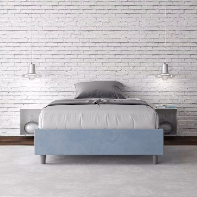 Letto imbottito con contenitore Azelia Ityhome in microfibra azzurro L/P/H: 138 x 202 x 39 cm – 1