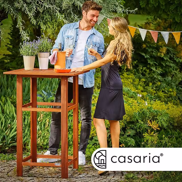 Tavolo da bar quadrato in legno di acacia Casaria® marrone L/P/H: 75 x 75 x 110 cm