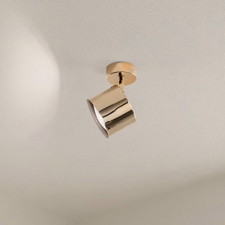 Faretto da soffitto Chloe, orientabile, a 1 luce, acciaio color ottone Chloe Argon, dimmerabile, Ottone / Oro, Soggiorno / Sala da pranzo, Metallo, Moderno, Faretto
