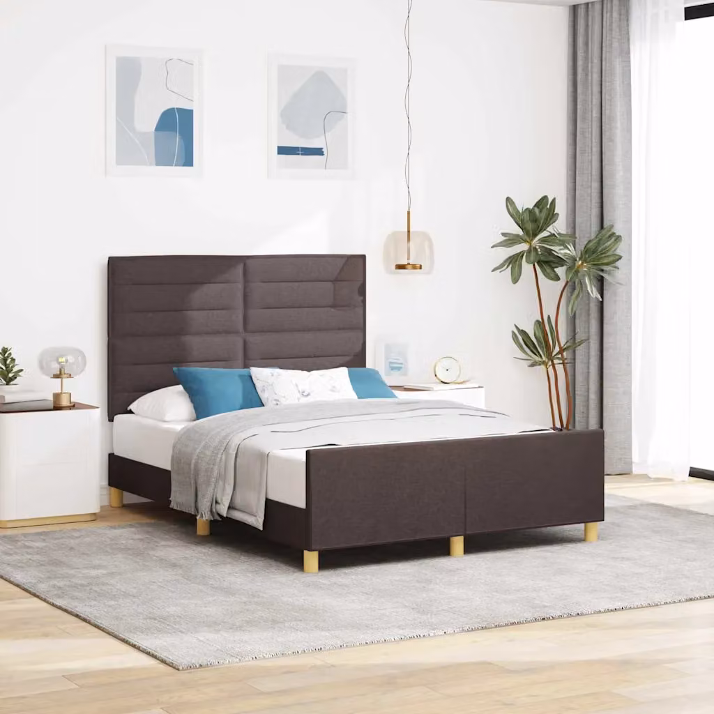 Struttura del letto imbottita vidaXL in tessuto marrone con design minimalista L/P: 160 x 200 cm