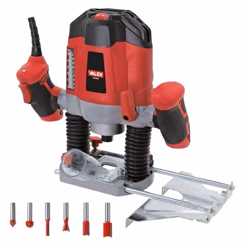 Valex Fresatrice Verticale F1300C 1300W Rosso con 6 Frese e Accessori