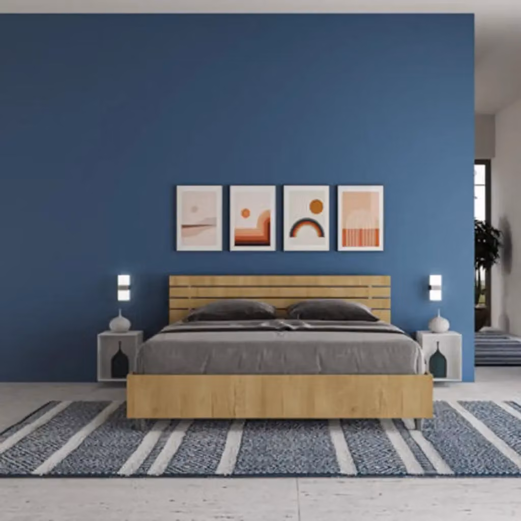 Letto matrimoniale Ankel con testata inclinata e doghe in quercia, colore marrone, L/P/H: 160 x 200 cm – 2