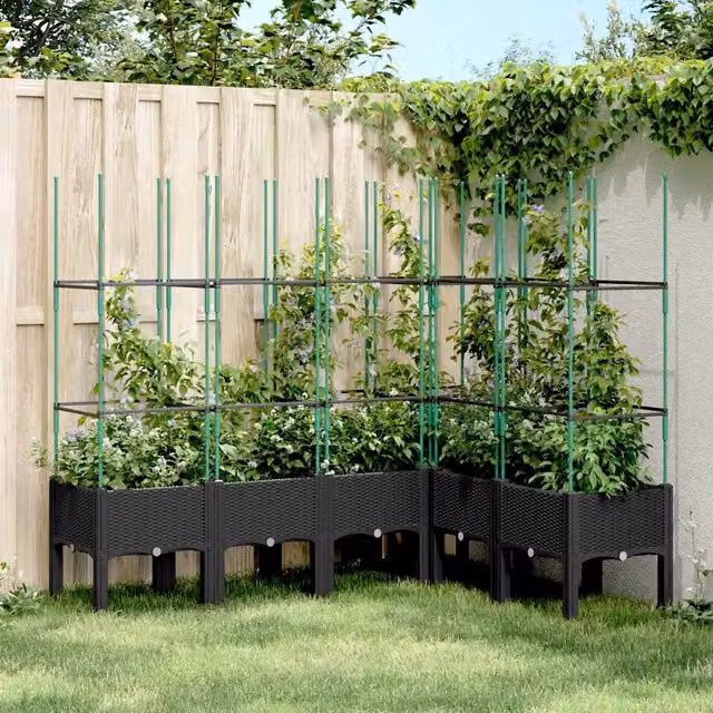 Fioriera da giardino con traliccio per piante rampicanti Design Mania, colore nero, L: 160 cm, P: 120 cm, H: 142,5 cm