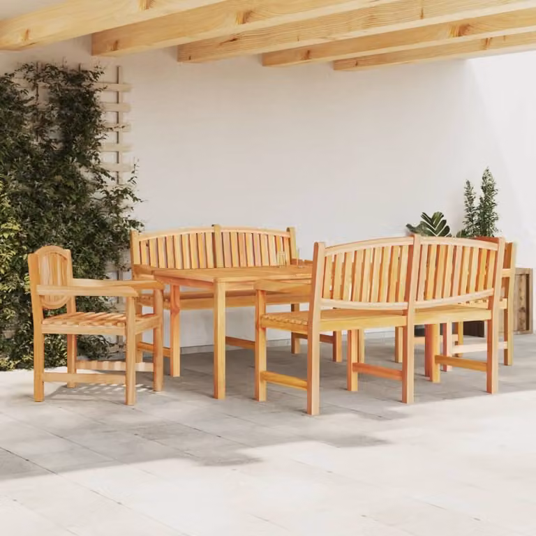 Maison Exclusive - Set da pranzo da giardino in teak massiccio, 5 pezzi