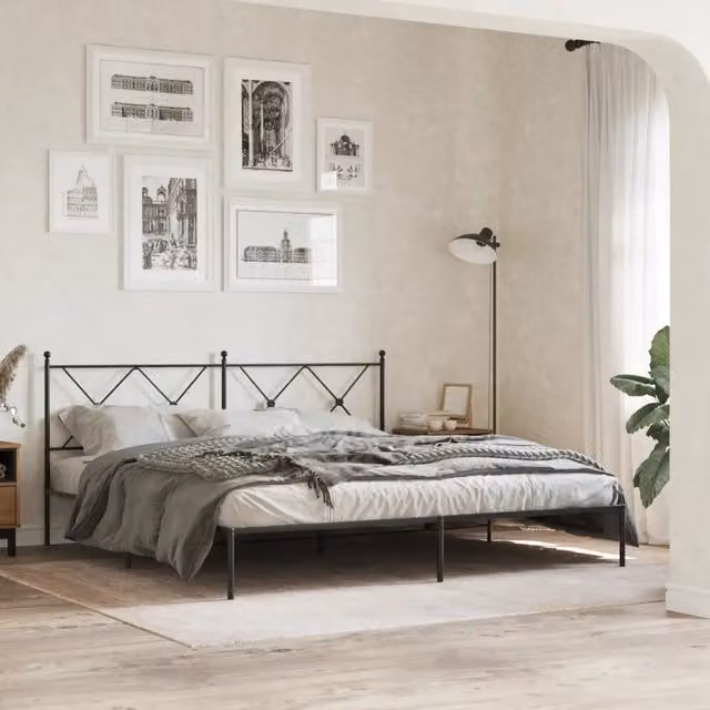 Letto con testiera in metallo nero vidaXL L: 187 cm, P: 219 cm, H: 90,5 cm