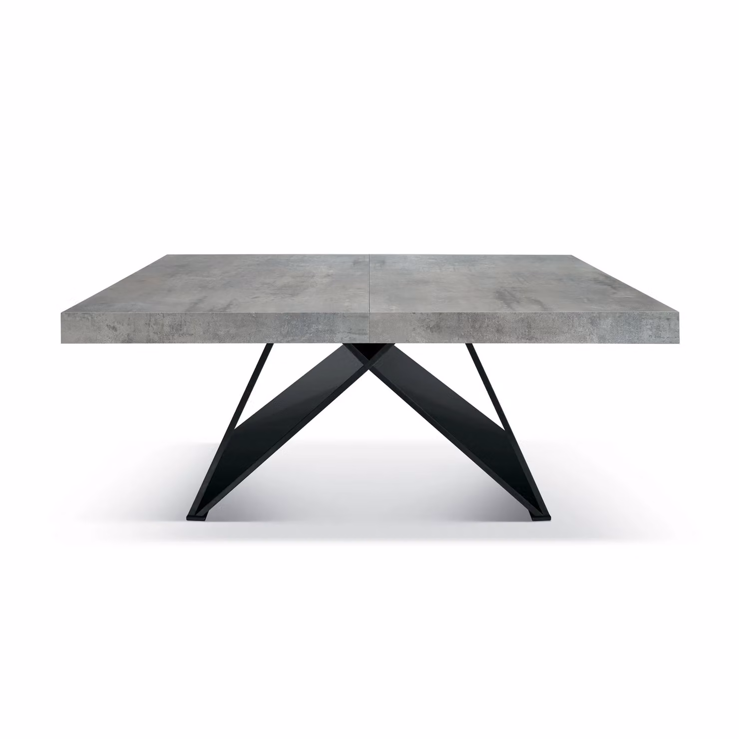 Tavolo VULCANO in legno, finitura grigio cemento con base in legno mdf antracite, allungabile 160×90 cm - 240×90 cm