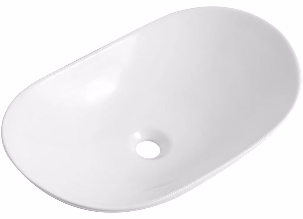 CERANO - Lavabo in Vetroceramica Playa - da appoggio - bianco lucido - 60x35,5 cm