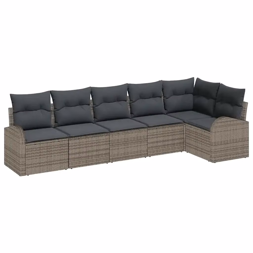 Set Divano da Giardino a L vidaXL Grigio con Cuscini e Struttura in Metallo e Polyrattan – 2