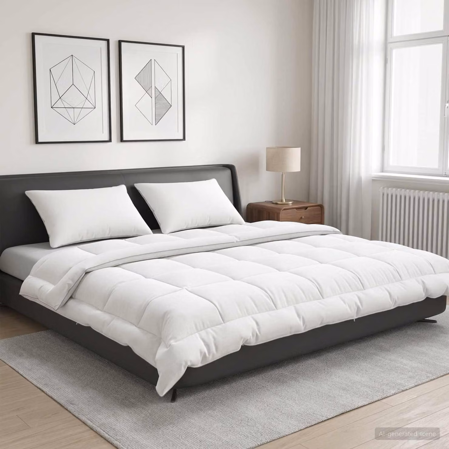 Set di piumone e cuscini 3 pz vidaXL in lana e microfibra, ideale per l'estate, bianco, 200 x 240 cm