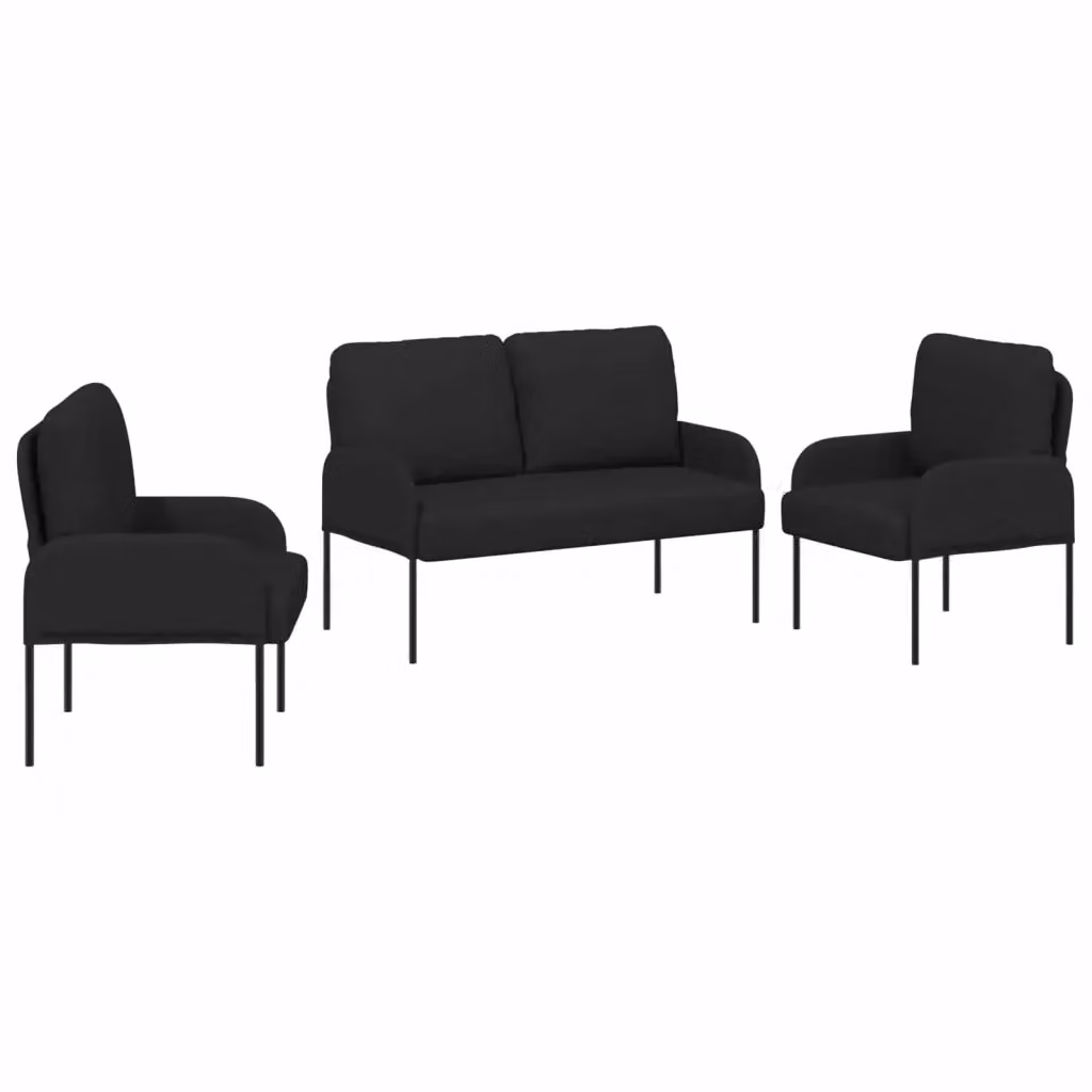 Set di divani moderni vidaXL in tessuto nero con struttura mista per soggiorno – 2