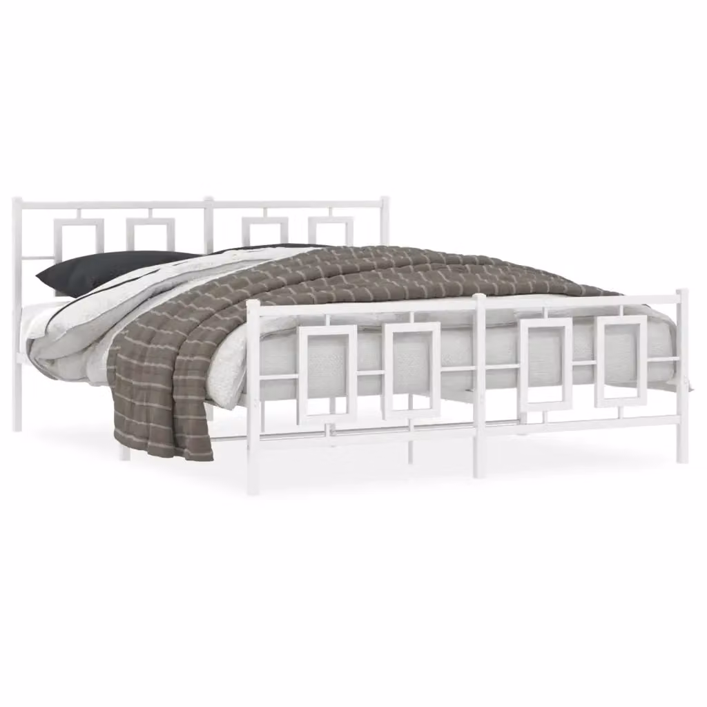Giroletto vidaXL con testiera e pediera in metallo bianco L/P/H: 150 x 200 cm – 2