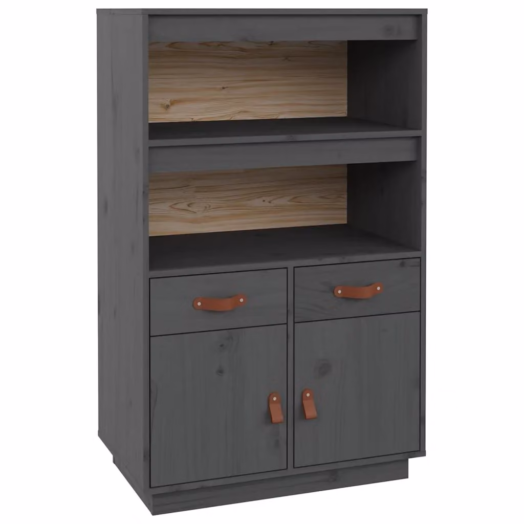 Credenza in legno massello di pino grigia MERCATOXL L: 67 cm, P: 40 cm, H: 108,5 cm – 2