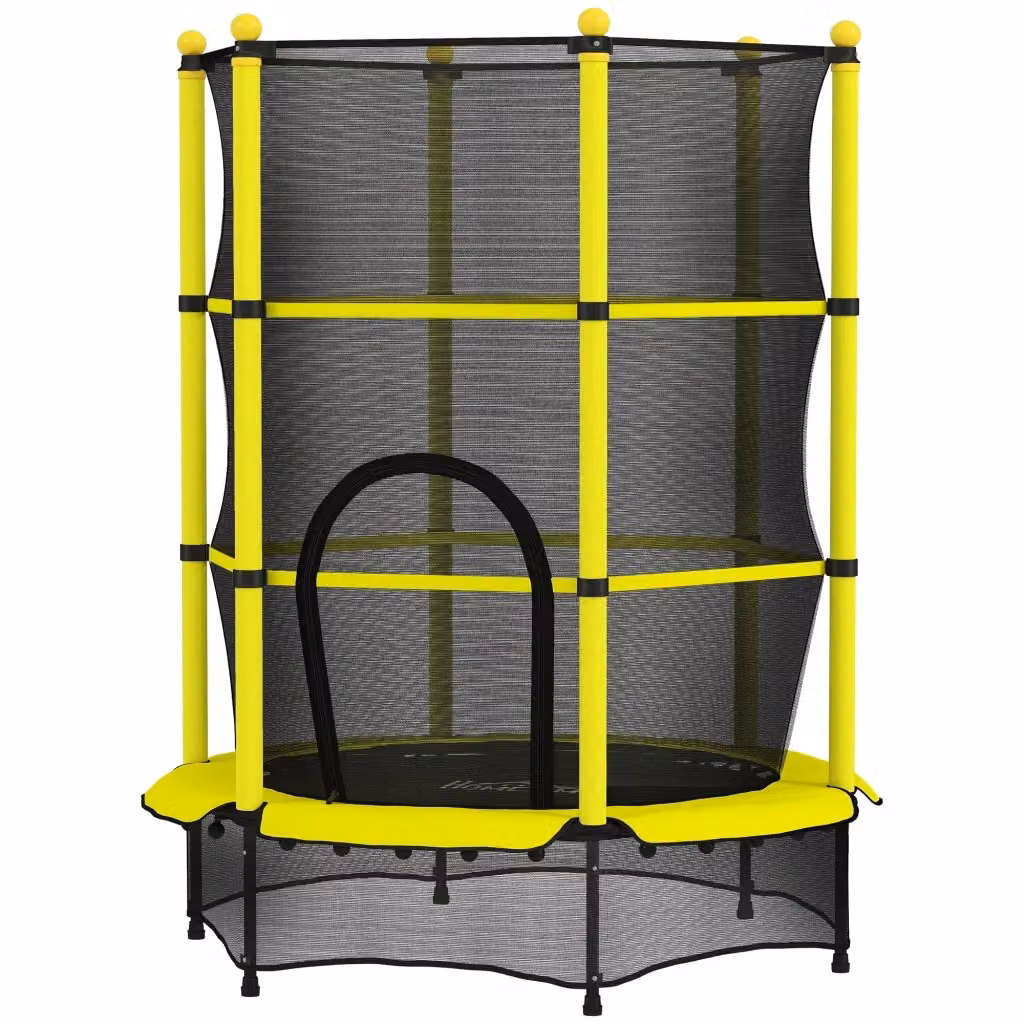 Trampolino Elastico per Bambini XYLO con Rete di Sicurezza, Giallo, Diametro: 140 cm – 2