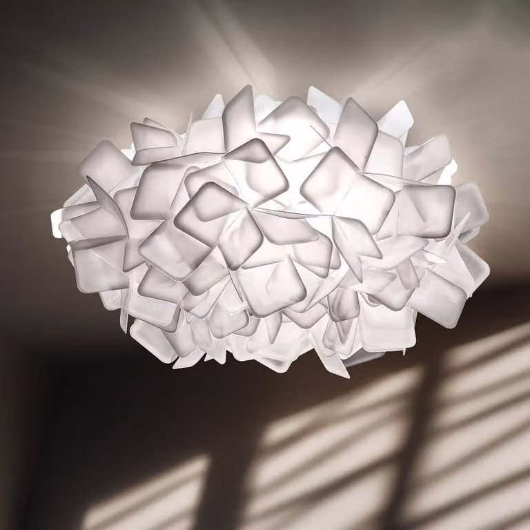 Slamp Applique da parete di design CLIZIA, Bianco / Opale, Soggiorno / Sala da pranzo, Plastica, Design, Applique