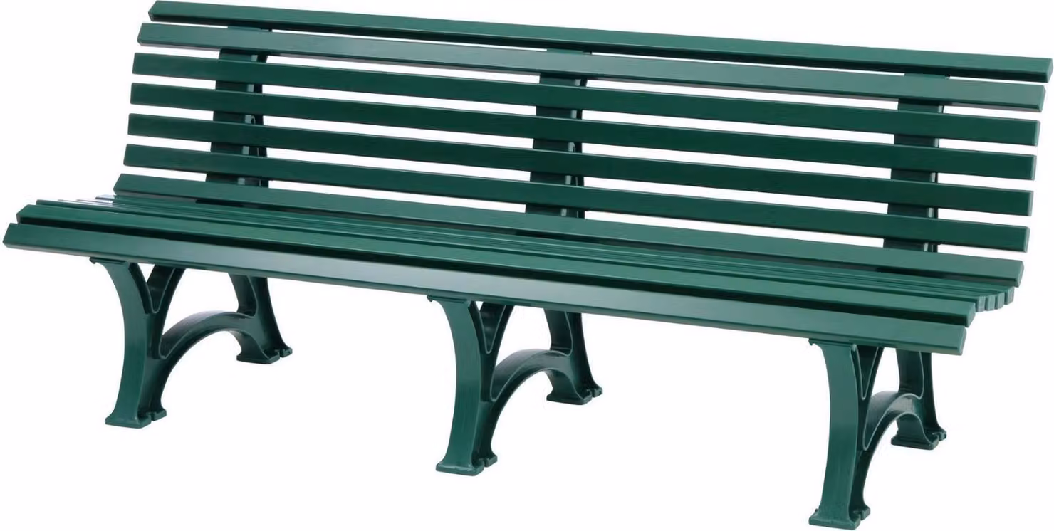 Panchina da giardino Jamaica | 4 posti | Verde | HxLxP 80x200x64cm | Plastica resistente agli agenti atmosferici e ai raggi UV | Panchina da parco Panchina da esterno Balcone da giardino Terrazza