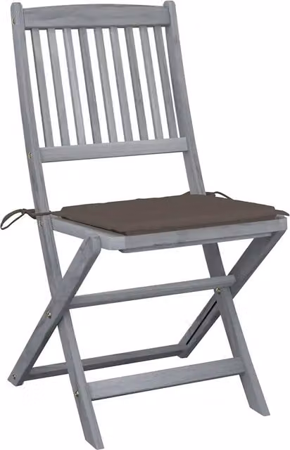 Set di 4 sedie pieghevoli vidaXL in legno di acacia con cuscini grigi per giardino e terrazza