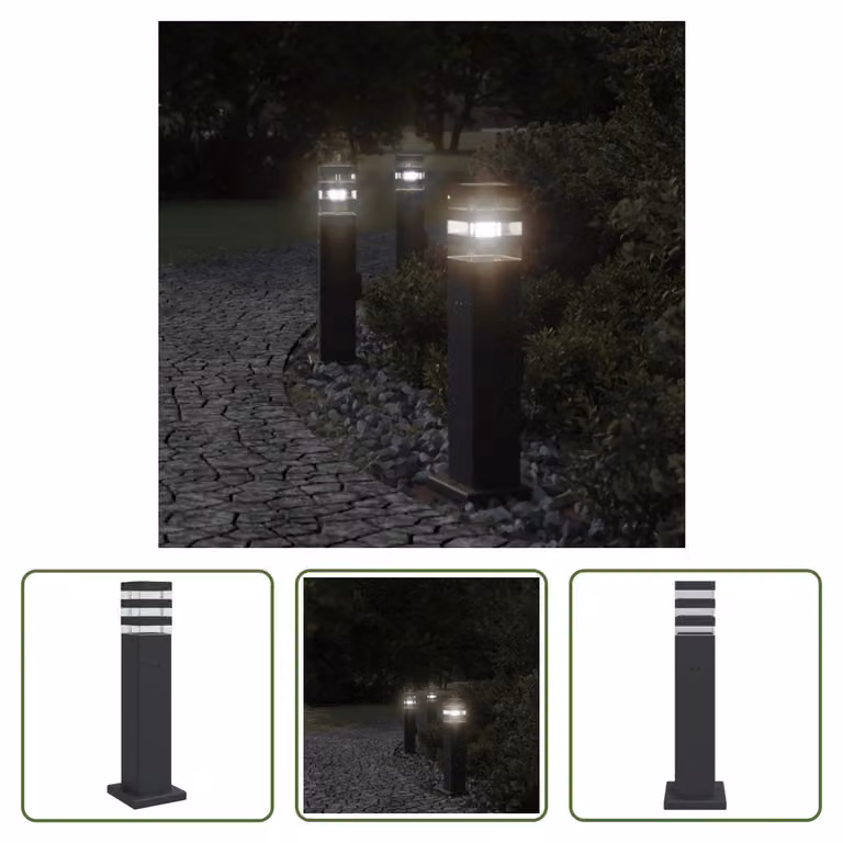 The Living Store: lampada da percorso con presa di corrente, nera, 50 cm, alluminio