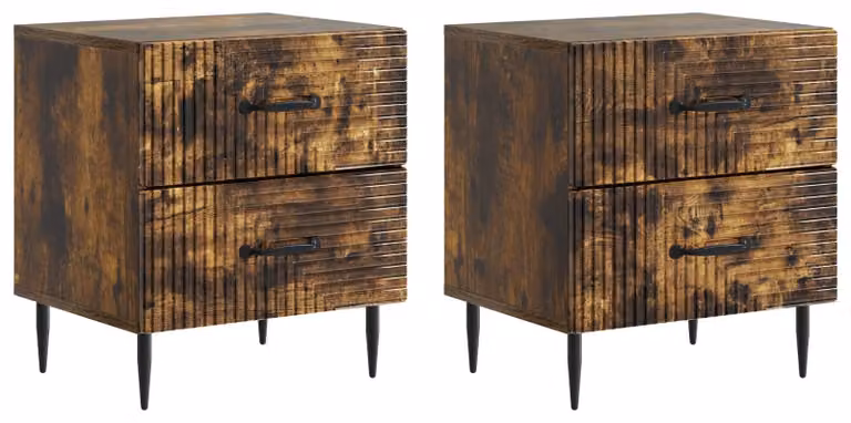 Armadio da Notte 2 pcs Rovere Fumo 43 x 34,5 x 47,5 cm