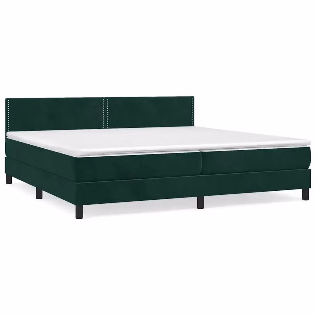Letto Ibrido vidaXL con Giroletto a Molle e Materasso in Velluto Verde Scuro L/P/H: 200 x 200 x 88 cm – 2