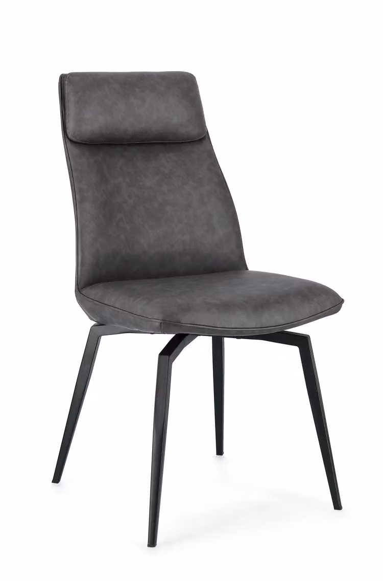 Set di poltroncine LAWRENCE in ecopelle antracite e gambe acciaio nero