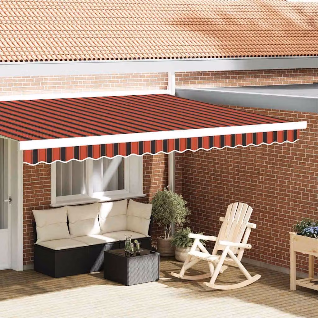 Maison Exclusive - Sostituzione volantino per tenda da sole, motivo a righe arancione e marrone, per tende da sole da 4,5 metri