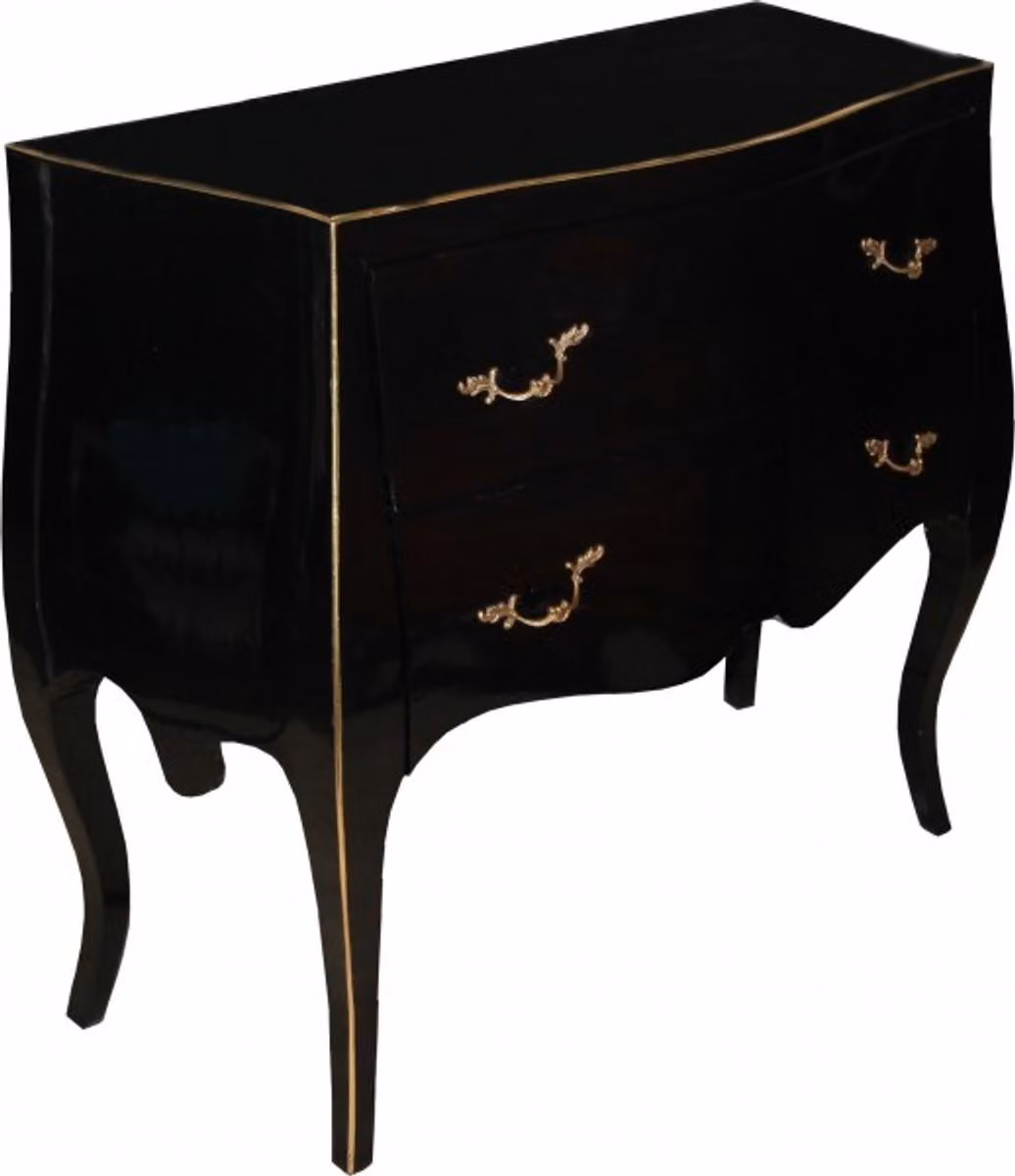 Comò in stile barocco "Casa Padrino", lussuoso, colore nero e oro. Dimensioni: larghezza 85 cm, altezza 78 cm, profondità 37 cm