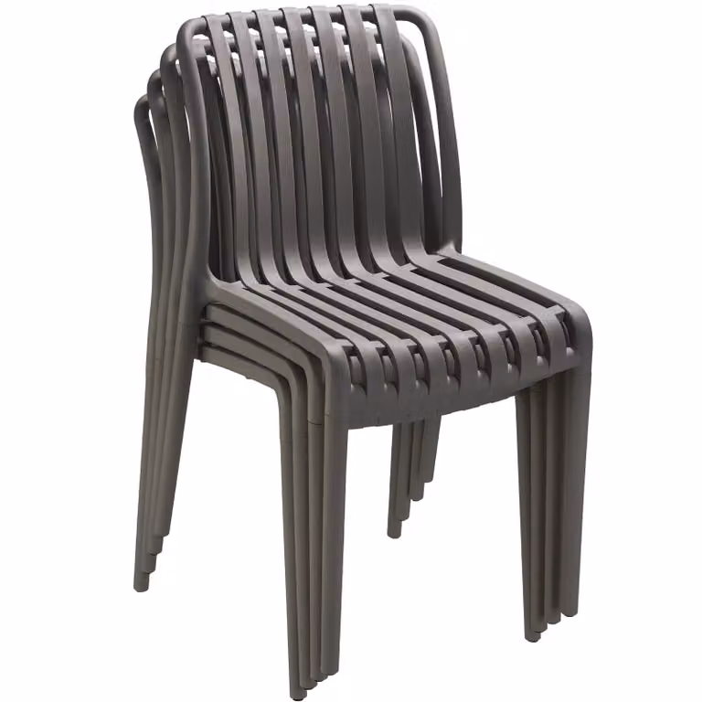 Set di 4 sedie da giardino moderne tectake, impilabili e resistenti alle intemperie, colore antracite opaco