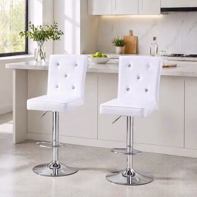 Sedia REDOM in ecopelle bianca con stampa animalier per cucina e sala da pranzo H: 89,5 cm, L: 50,5 cm, P: 41 cm