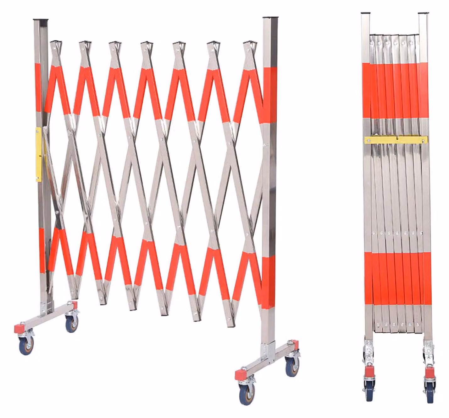 Barriera in acciaio retrattile, dimensioni 1,2 x 2,5 metri, con ruote, colore rosso