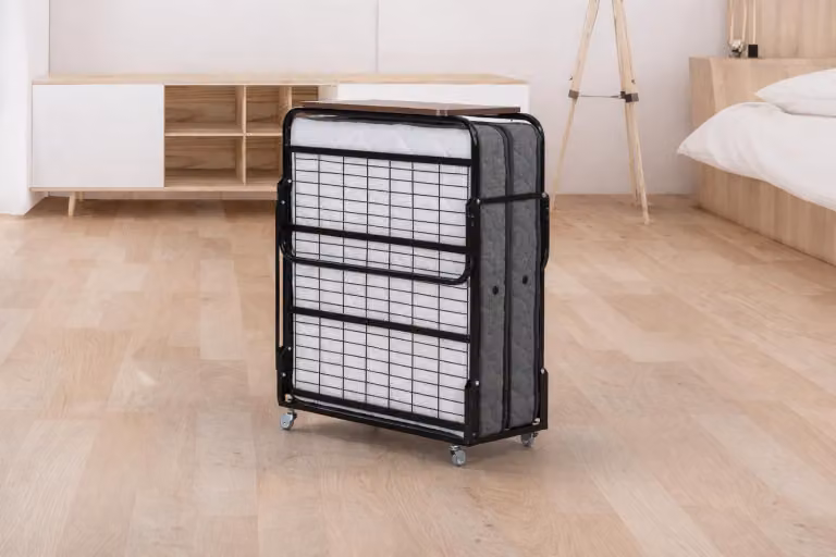 Letto pieghevole, stile moderno, colore grigio, morbido, confortevole, ideale per la camera da letto