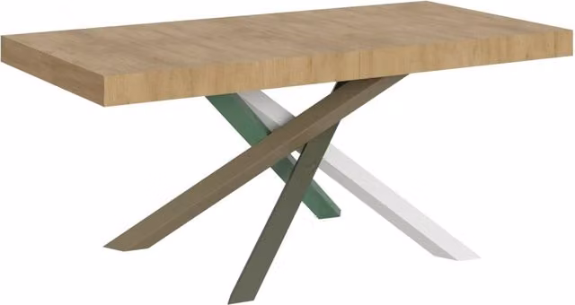 Tavolo Allungabile Moderno Giordanoshop in Rovere Marrone con Telaio in Metallo e Legno L: 200-304 cm, P: 90 cm, H: 77 cm