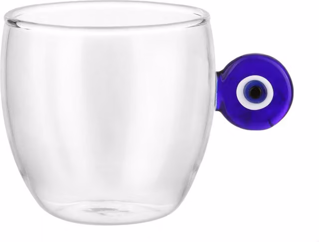 Tazzina da espresso in vetro borosilicato trasparente KASANOVA 120 ml occhio greco