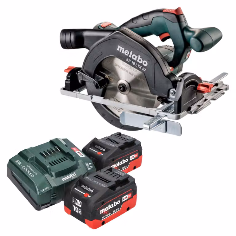 Metabo KS 18 LTX 57 Sega circolare a batteria 18 V 165 mm + 2x batteria LiHD 10,0 Ah + caricatore