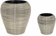 Set di 2 porta vasi bombati estraibili Bizzotto in plastica verde e grigio