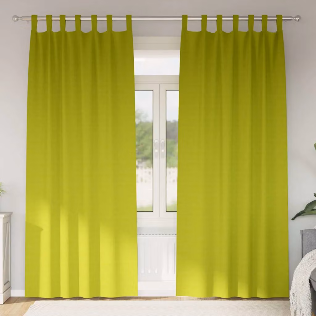 Set di 2 tende blackout vidaXL con anelli in poliestere, colore verde, H: 245 cm x L: 140 cm