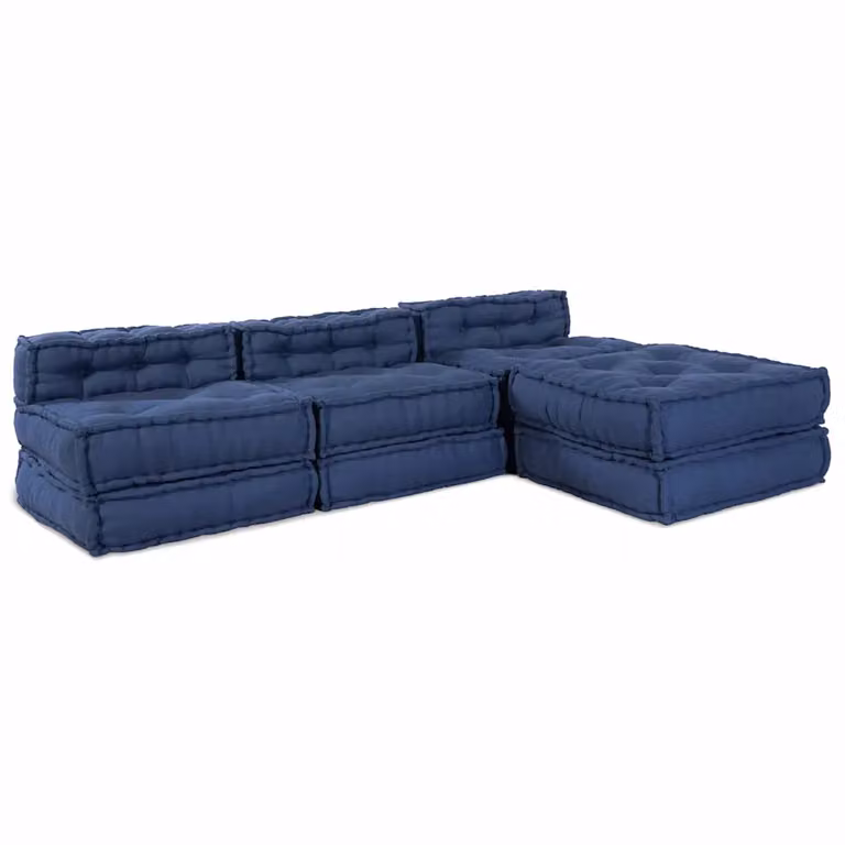 Unità di divano modulare vidaXL in tessuto blu con design moderno a forma di L, L/P/H: 210 x 140 x 56 cm